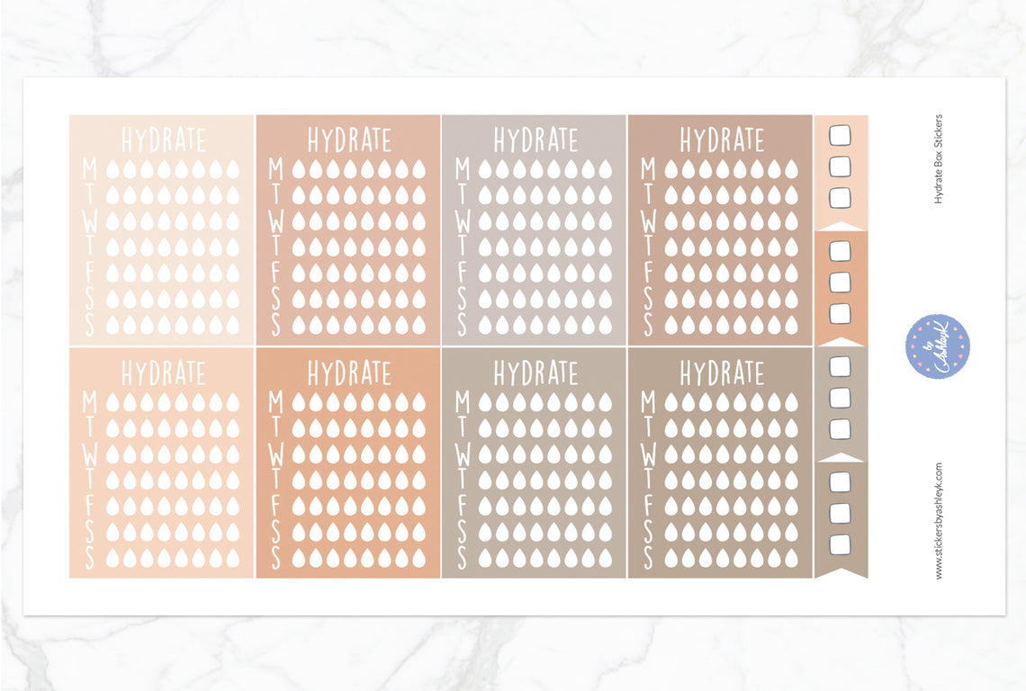 Hydrate Box Stickers - Beige Neutral