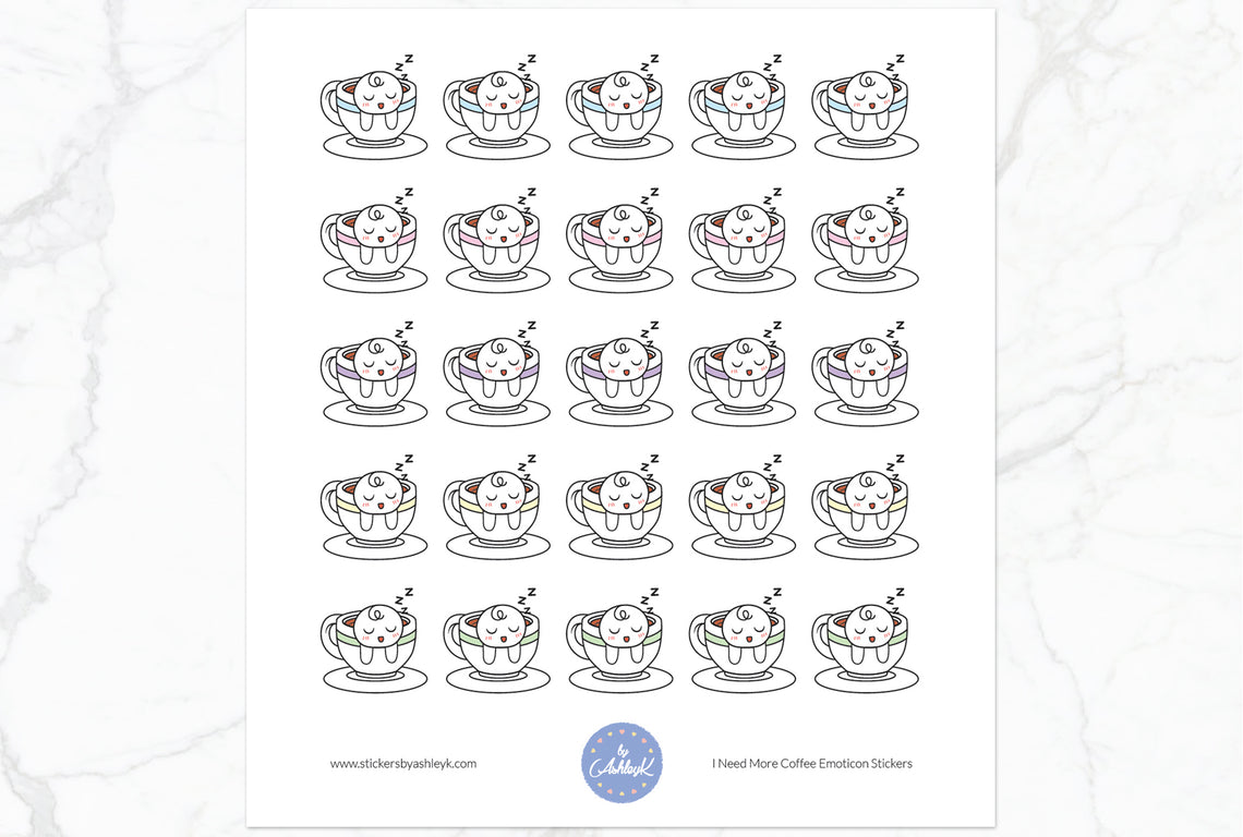 I Need More Coffee Emoticon Stickers