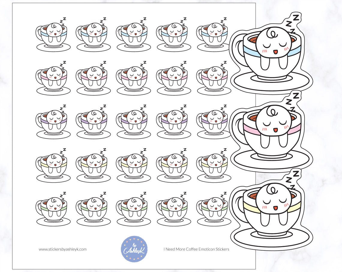 I Need More Coffee Emoticon Stickers