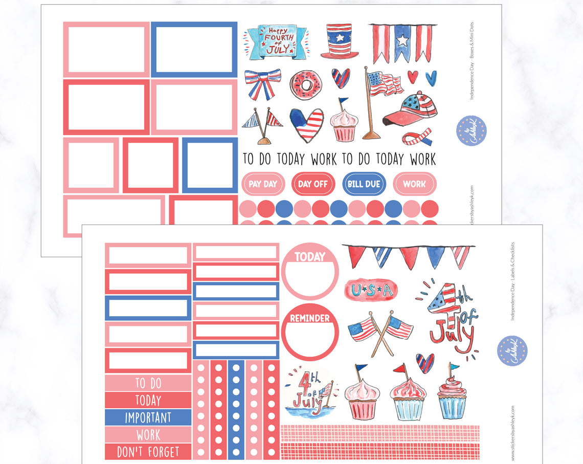 Independence Day Weekly Spread Planner Stickers