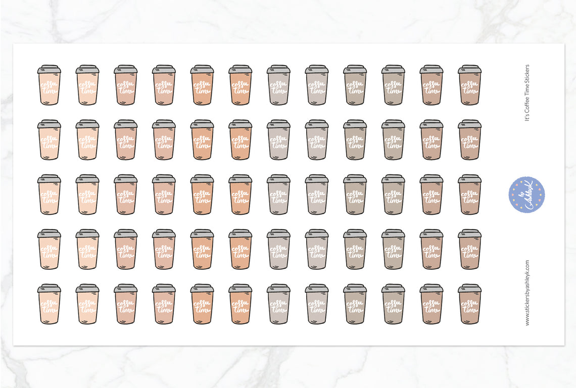 It's Coffee Time Stickers - Beige Neutral