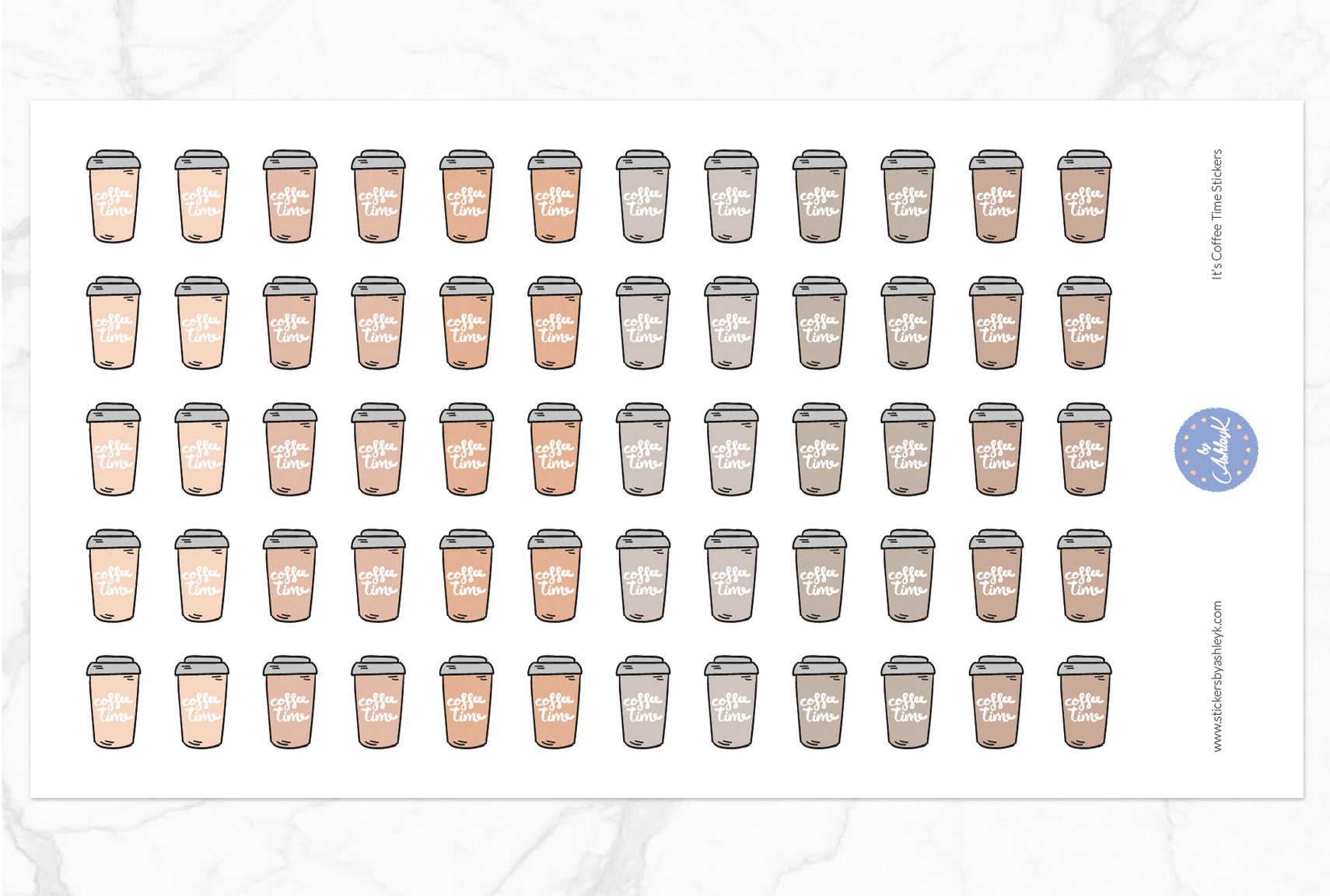 It's Coffee Time Stickers - Beige Neutral