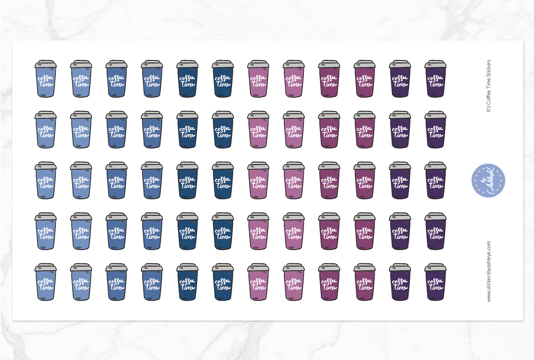 It's Coffee Time Stickers - Blueberry
