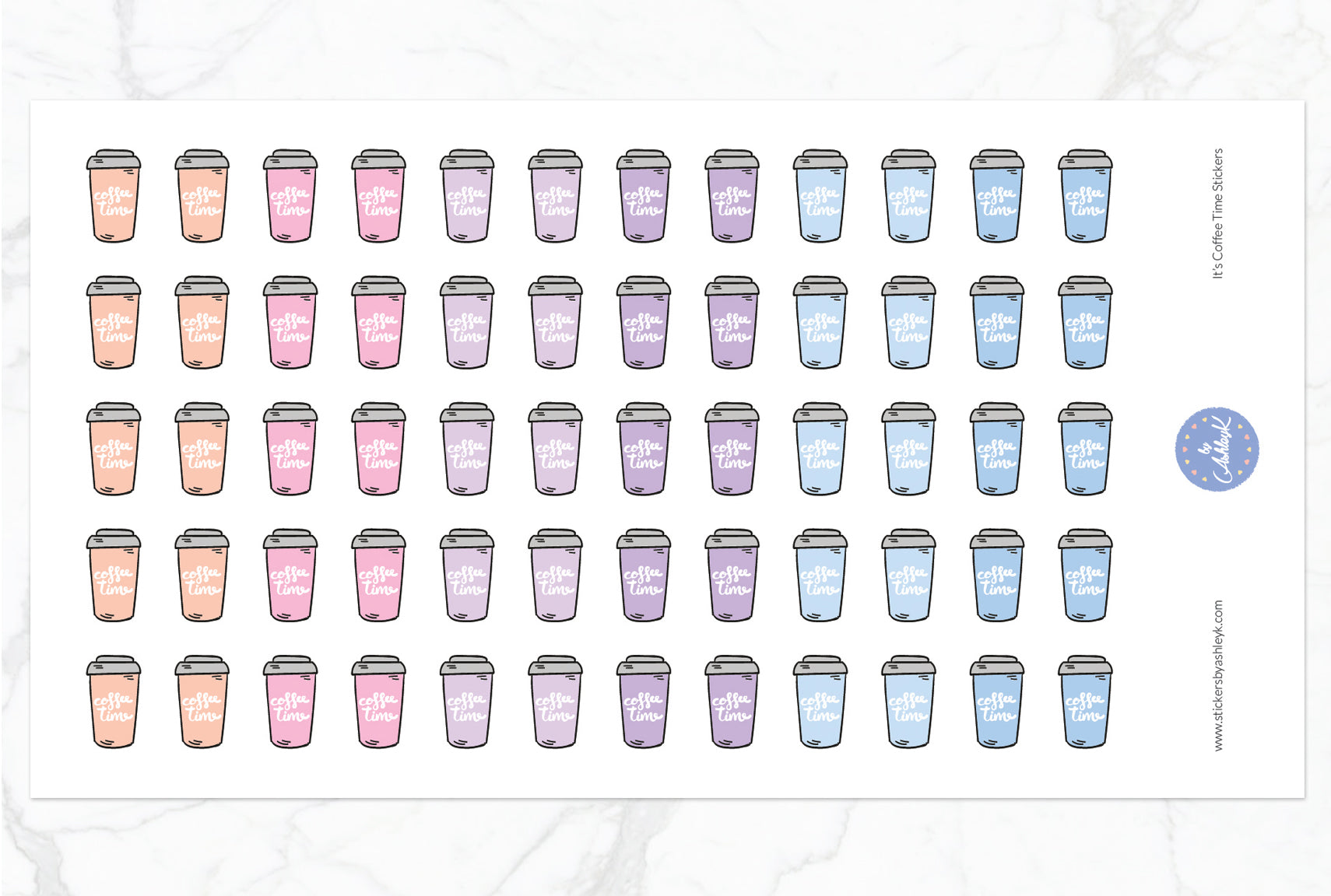 It's Coffee Time Stickers - Pastel Sunset