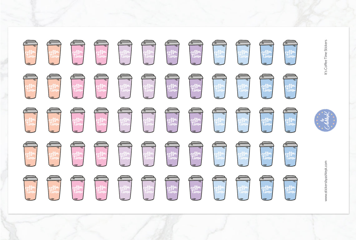 It's Coffee Time Stickers - Pastel Sunset