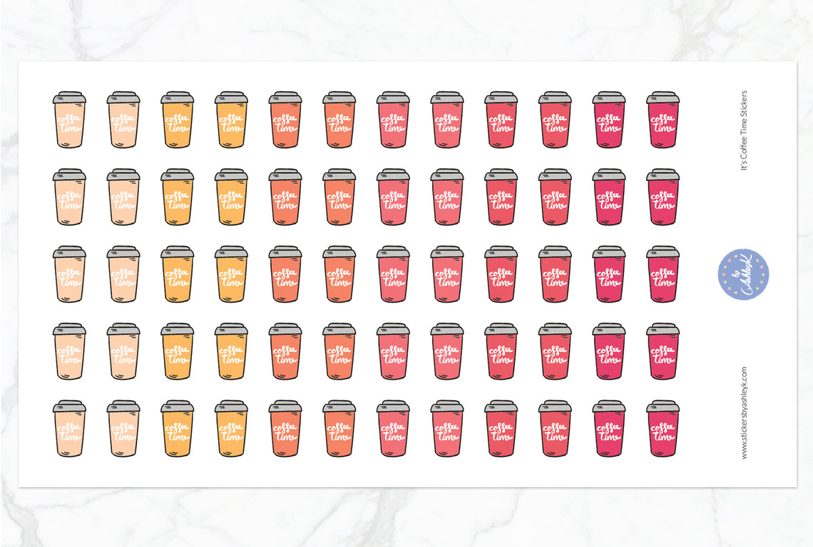 It's Coffee Time Stickers - Peach