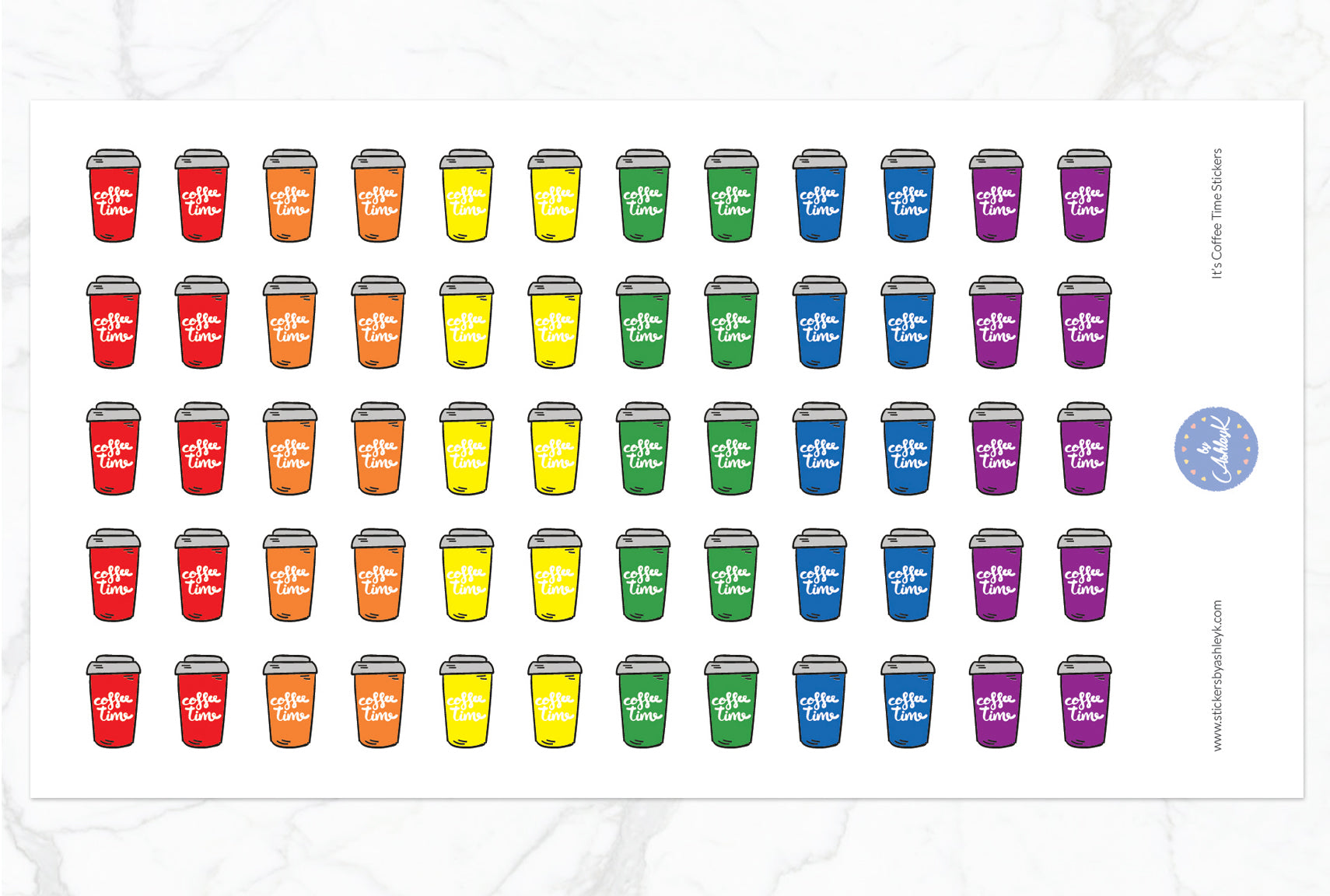 It's Coffee Time Stickers - Rainbow