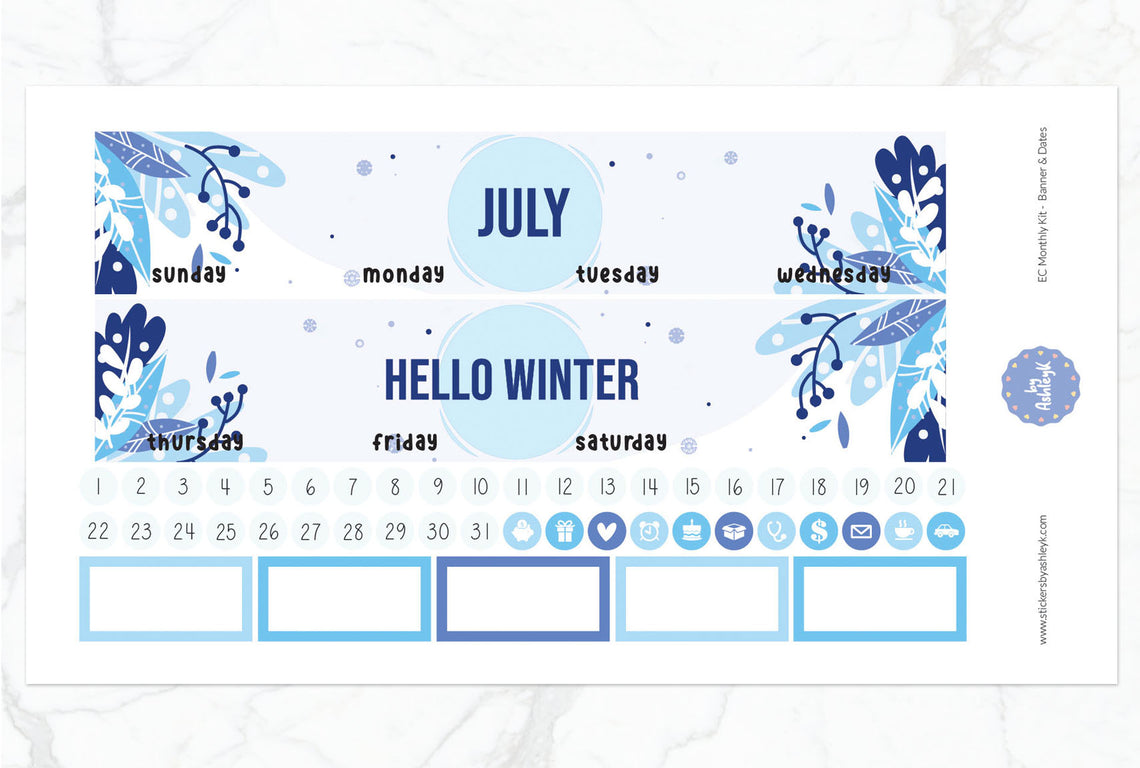 July Erin Condren Monthly Kit - Banners & Dates