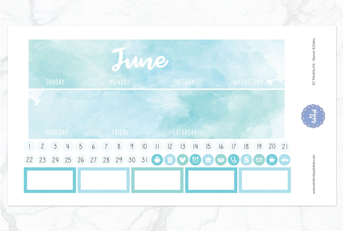 Erin Condren June Monthly Kit - Banners & Dates