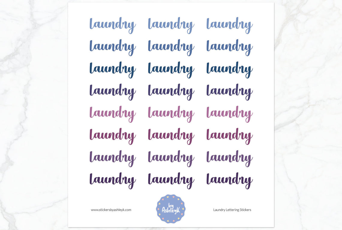 Laundry Lettering Planner Stickers - Blueberry