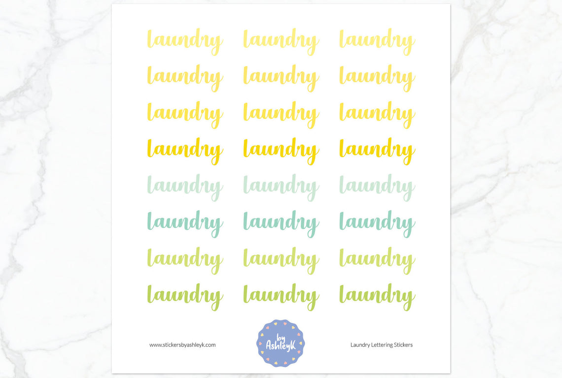 Laundry Lettering Planner Stickers - Lemon&Lime