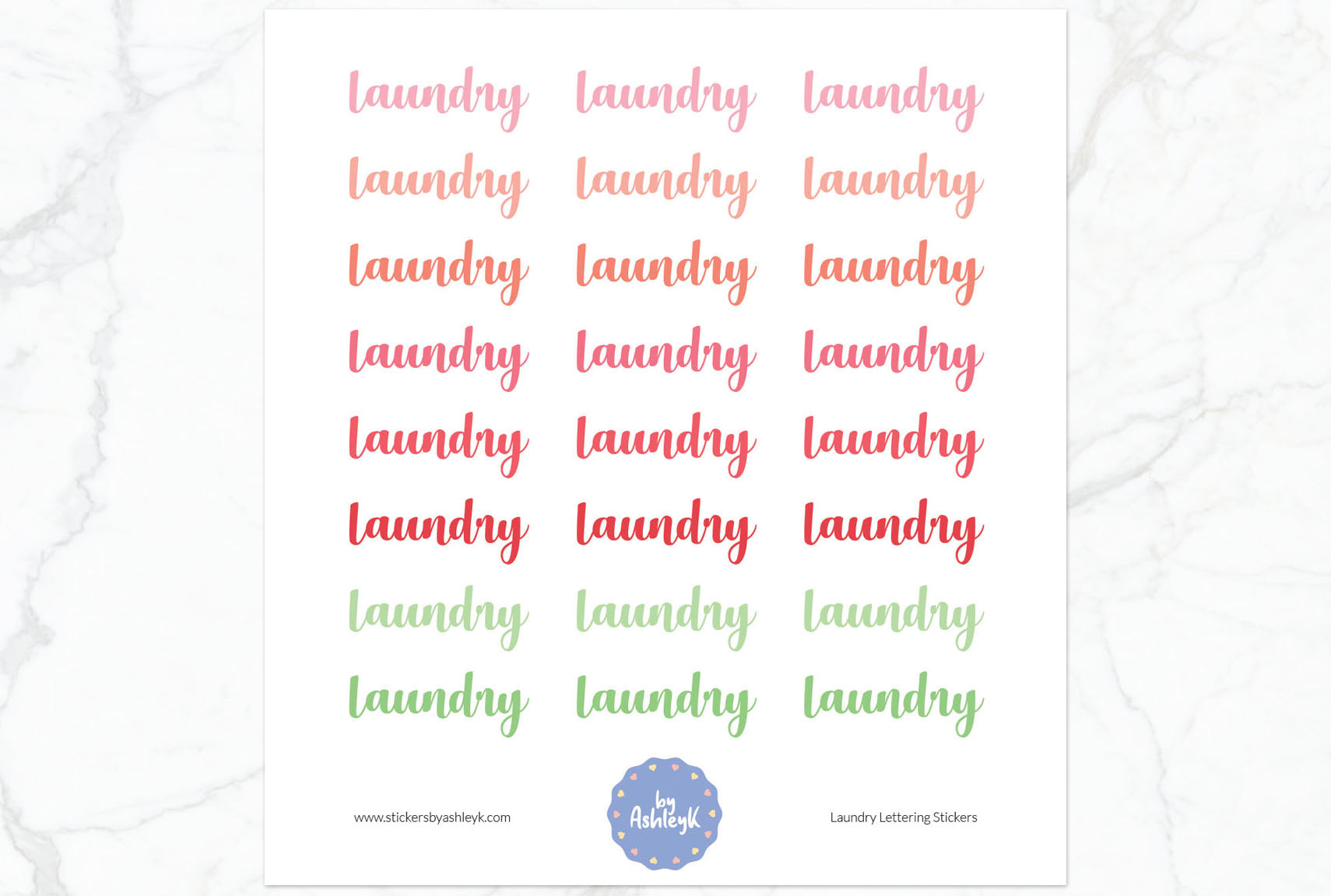 Laundry Lettering Planner Stickers - Strawberry
