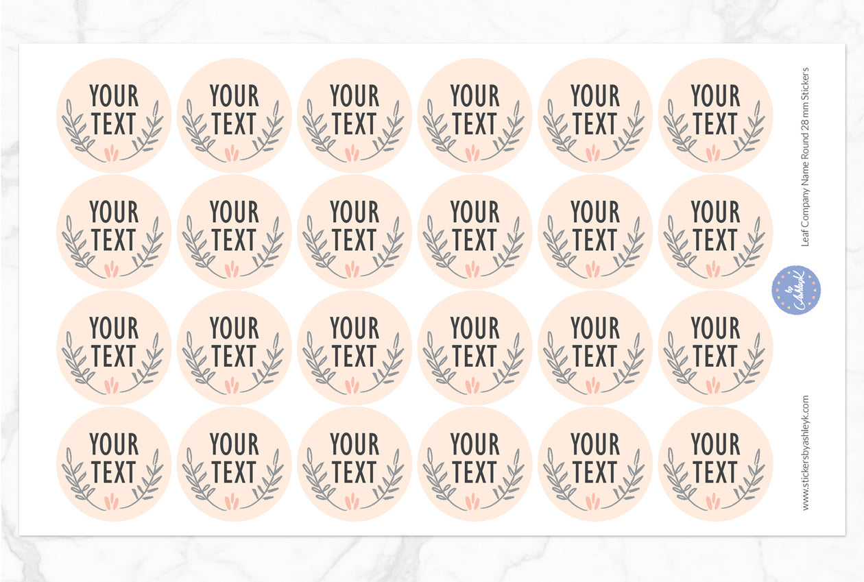 Leaf Company Name Round Stickers - 28 mm Diameter