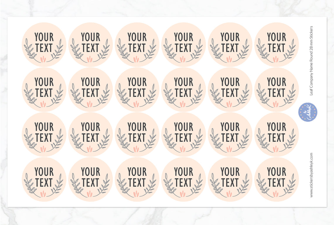 Leaf Company Name Round Stickers - 28 mm Diameter