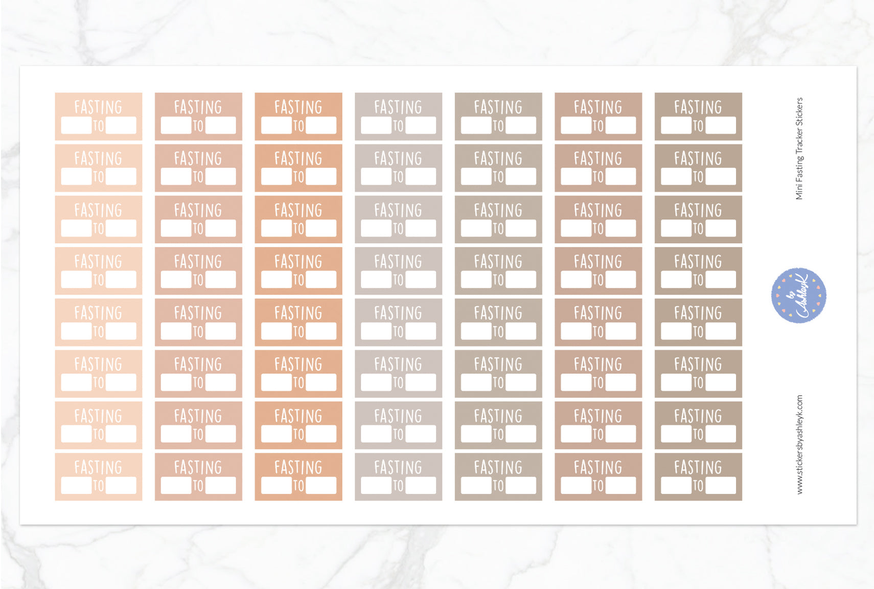Mini Fasting Stickers - Beige Neutral