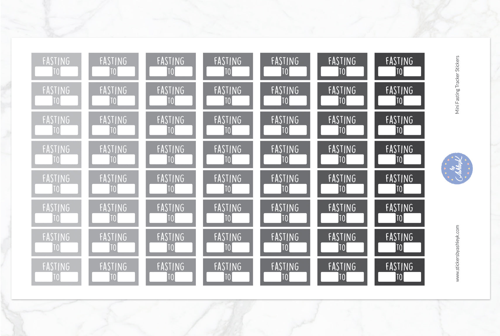 Mini Fasting Stickers - Monochrome