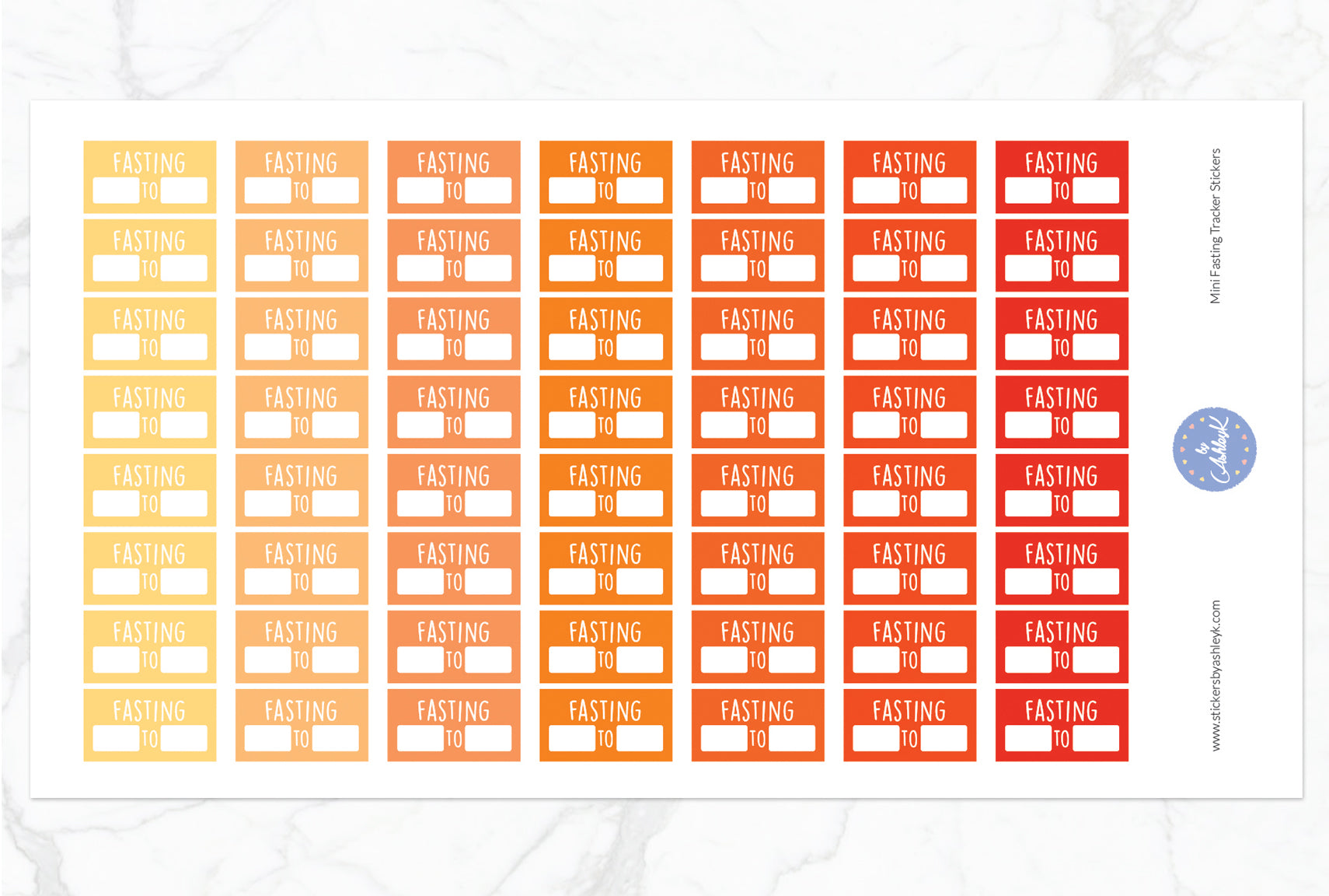 Mini Fasting Stickers - Orange