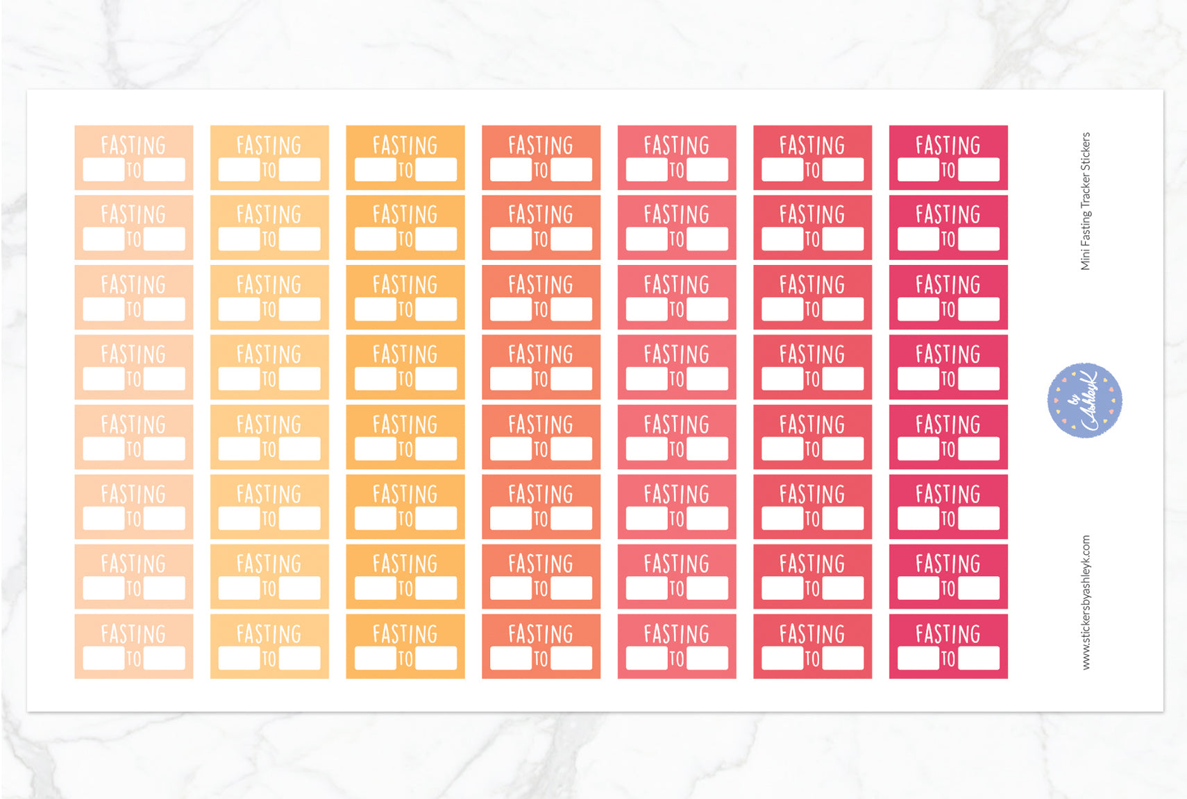 Mini Fasting Stickers - Peach