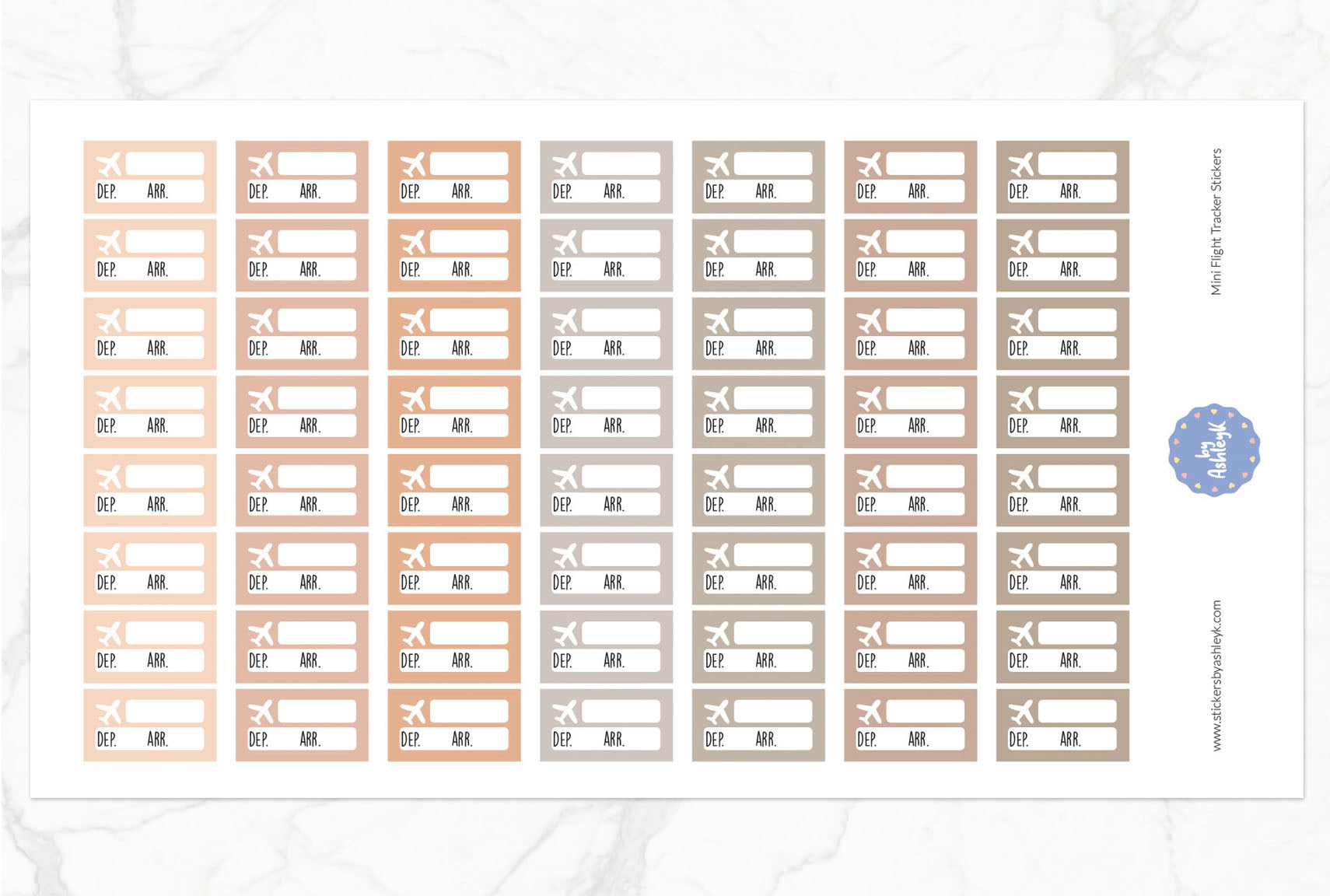 Mini Flight Tracker Planner Stickers - Beige Neutral