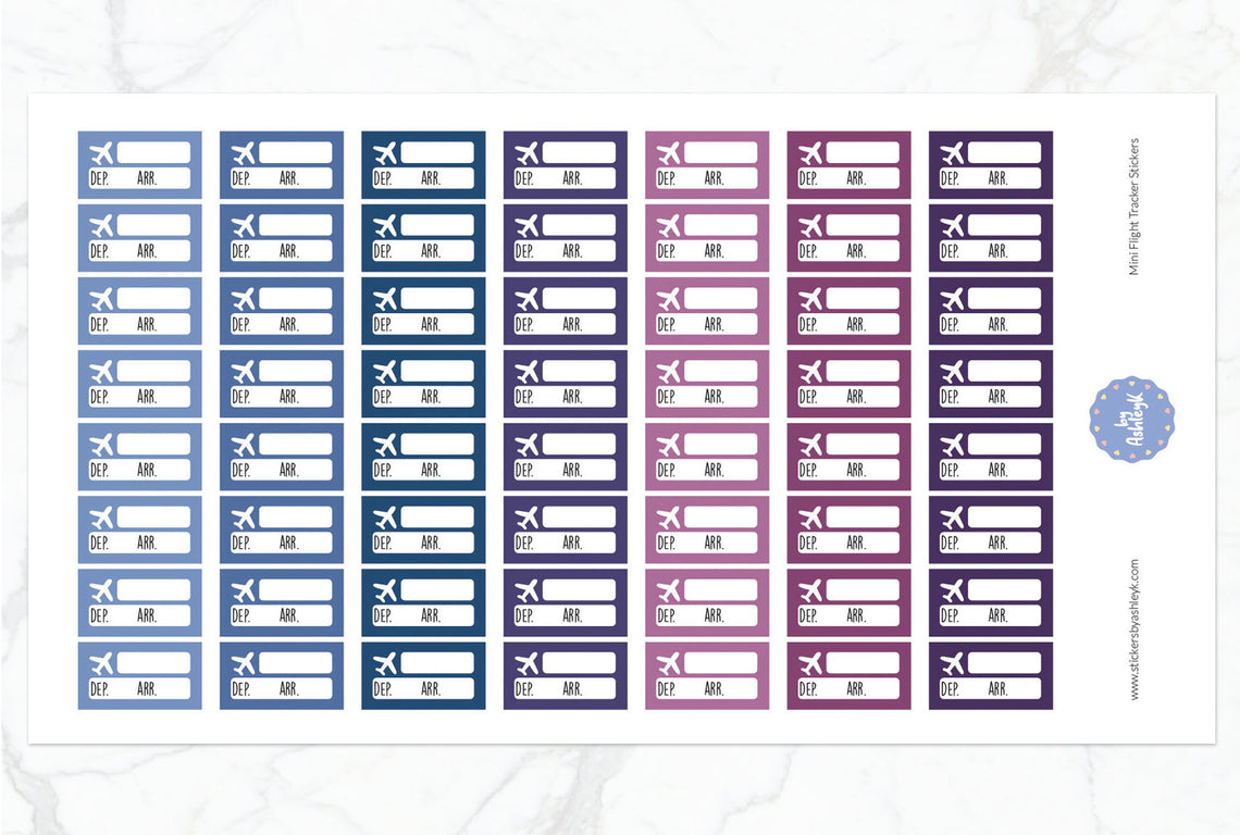 Mini Flight Tracker Planner Stickers - Blueberry