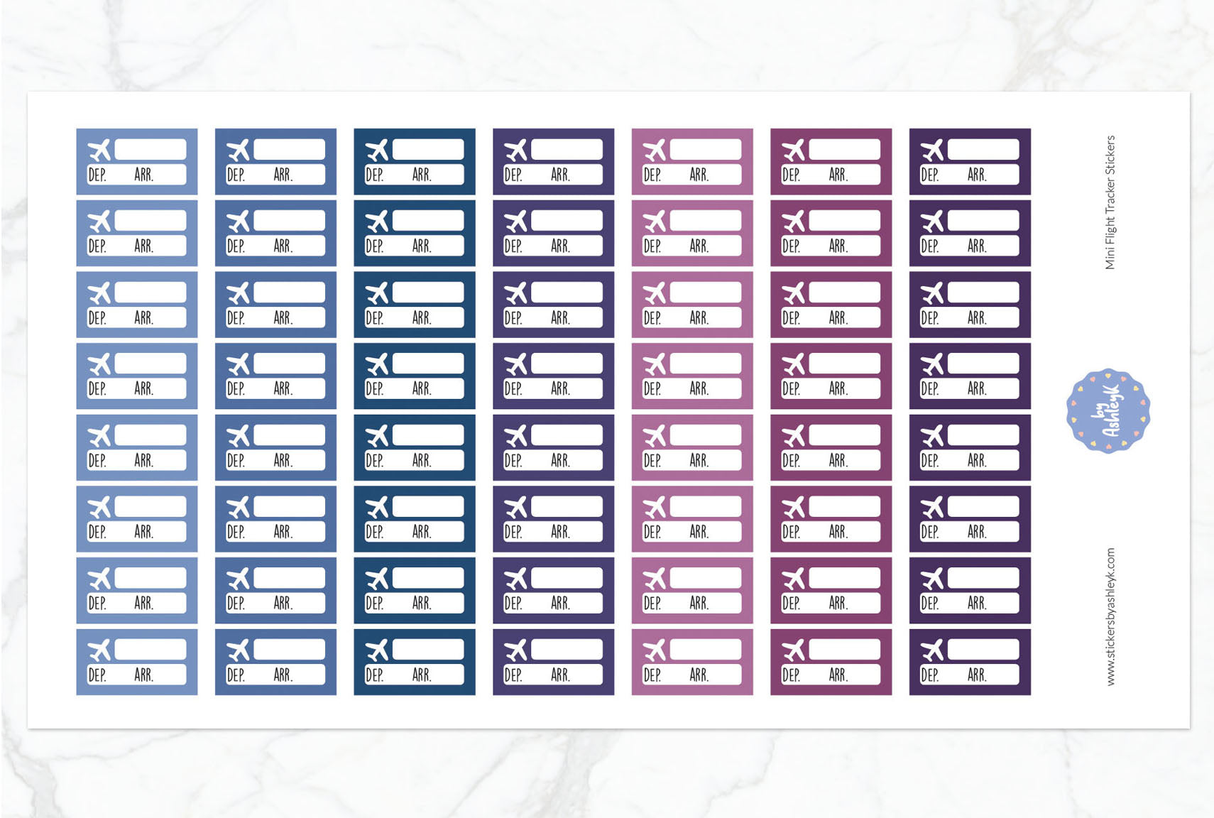 Mini Flight Tracker Planner Stickers - Blueberry
