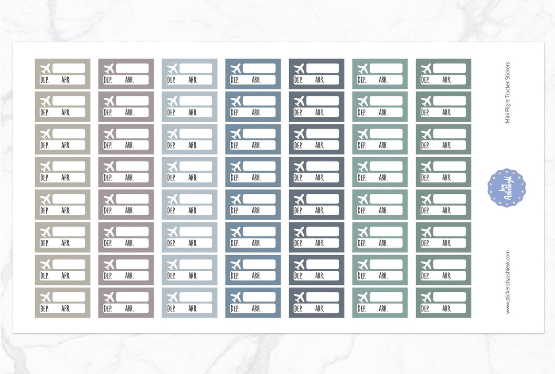 Mini Flight Tracker Planner Stickers - Modern Neutral
