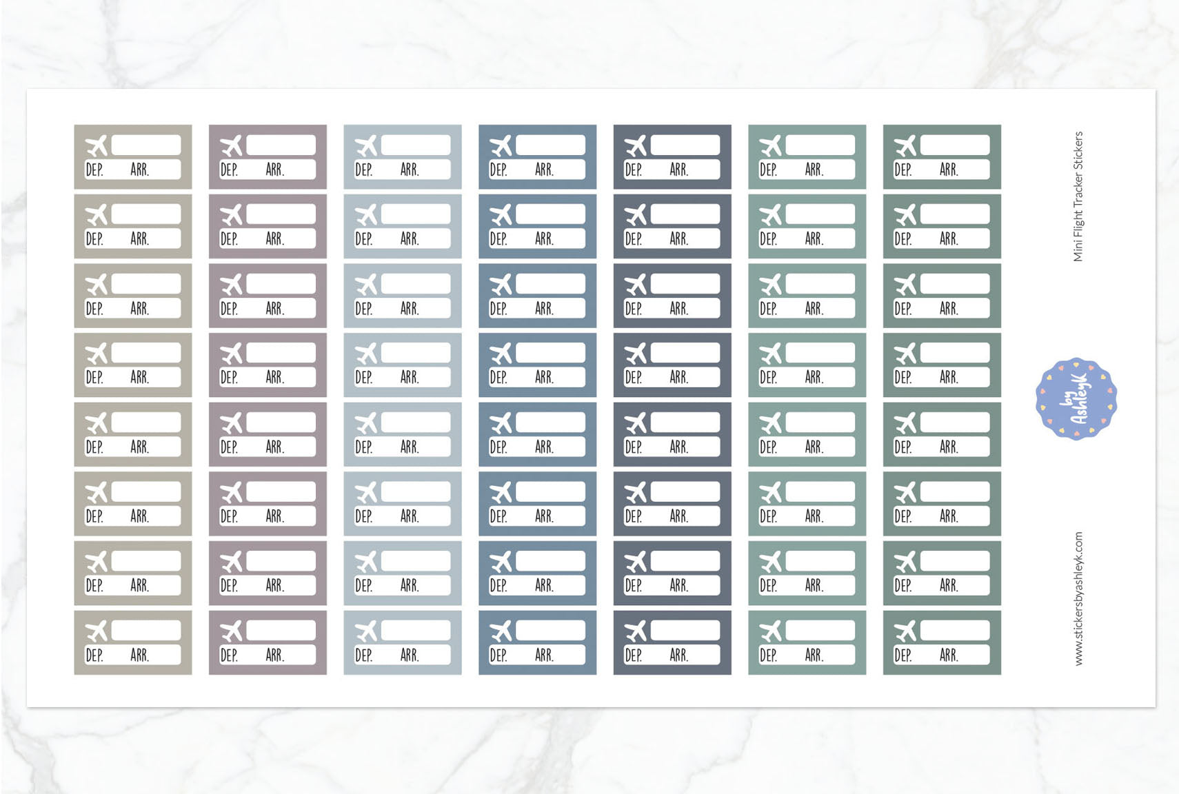 Mini Flight Tracker Planner Stickers - Modern Neutral
