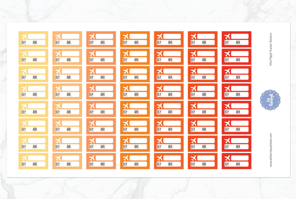 Mini Flight Tracker Planner Stickers - Orange
