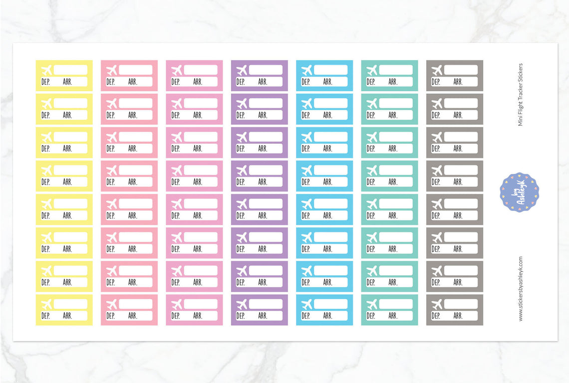 Mini Flight Tracker Planner Stickers - Pastel