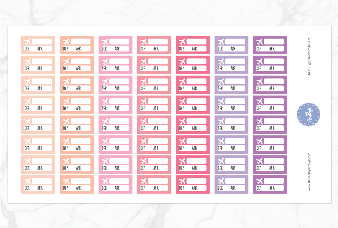 Mini Flight Tracker Planner Stickers - Raspberry