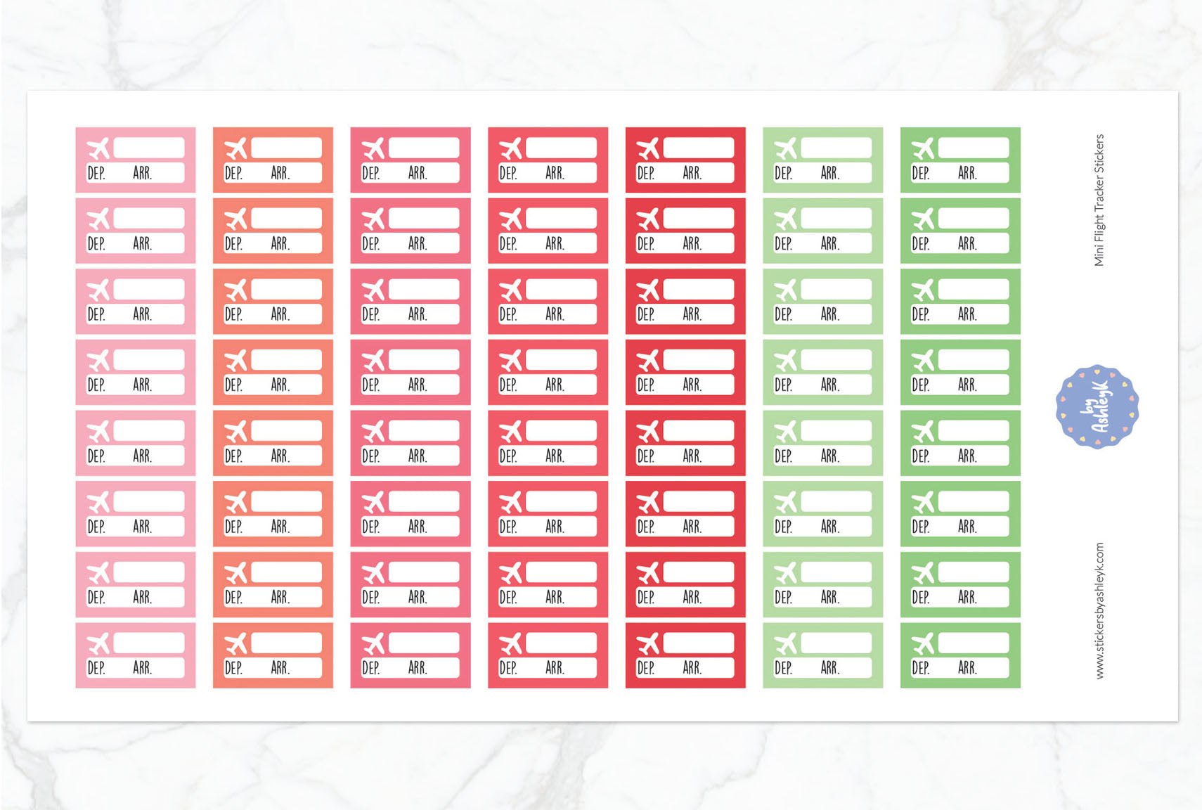 Mini Flight Tracker Planner Stickers - Strawberry