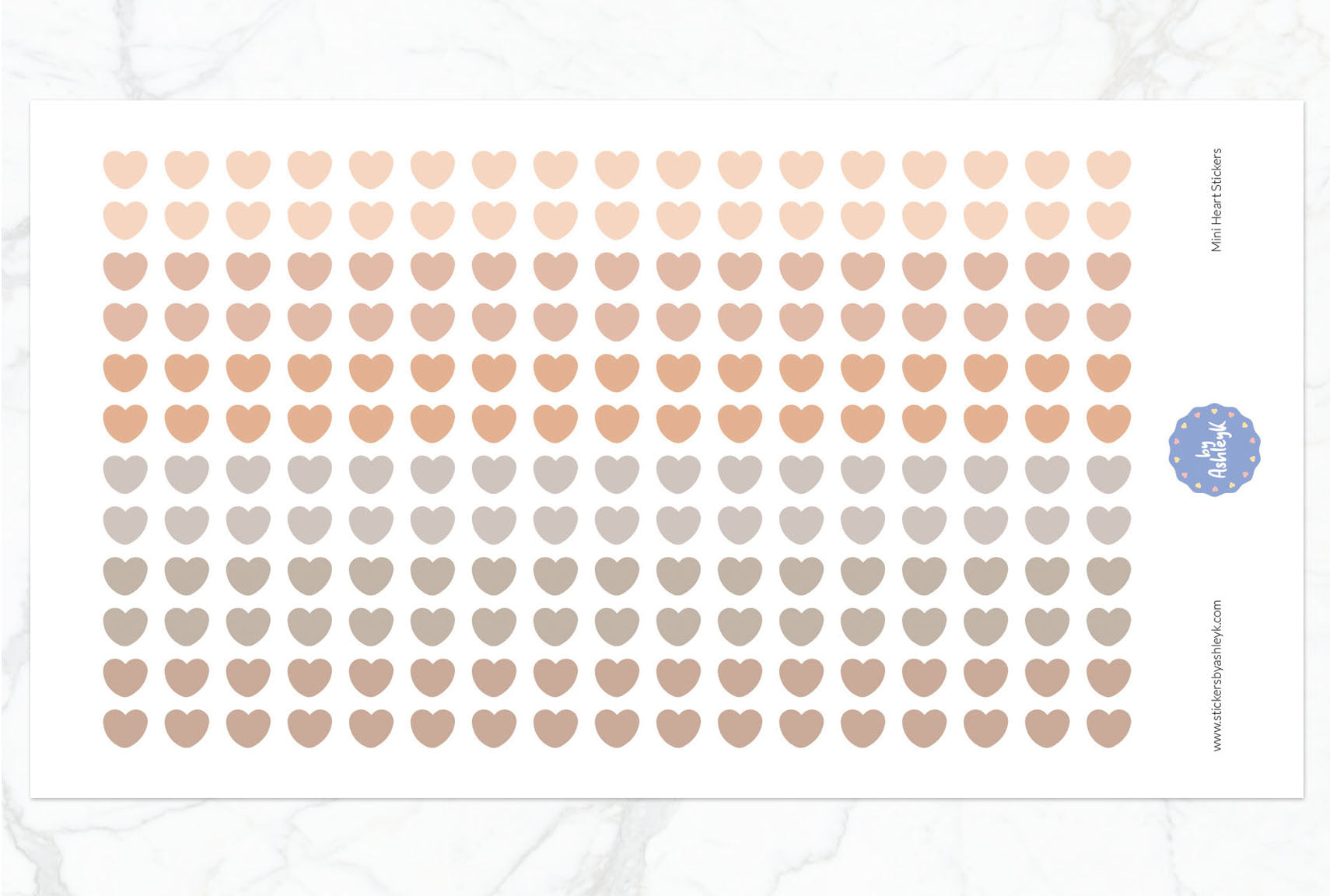 Mini Heart Planner Stickers - Beige Neutral