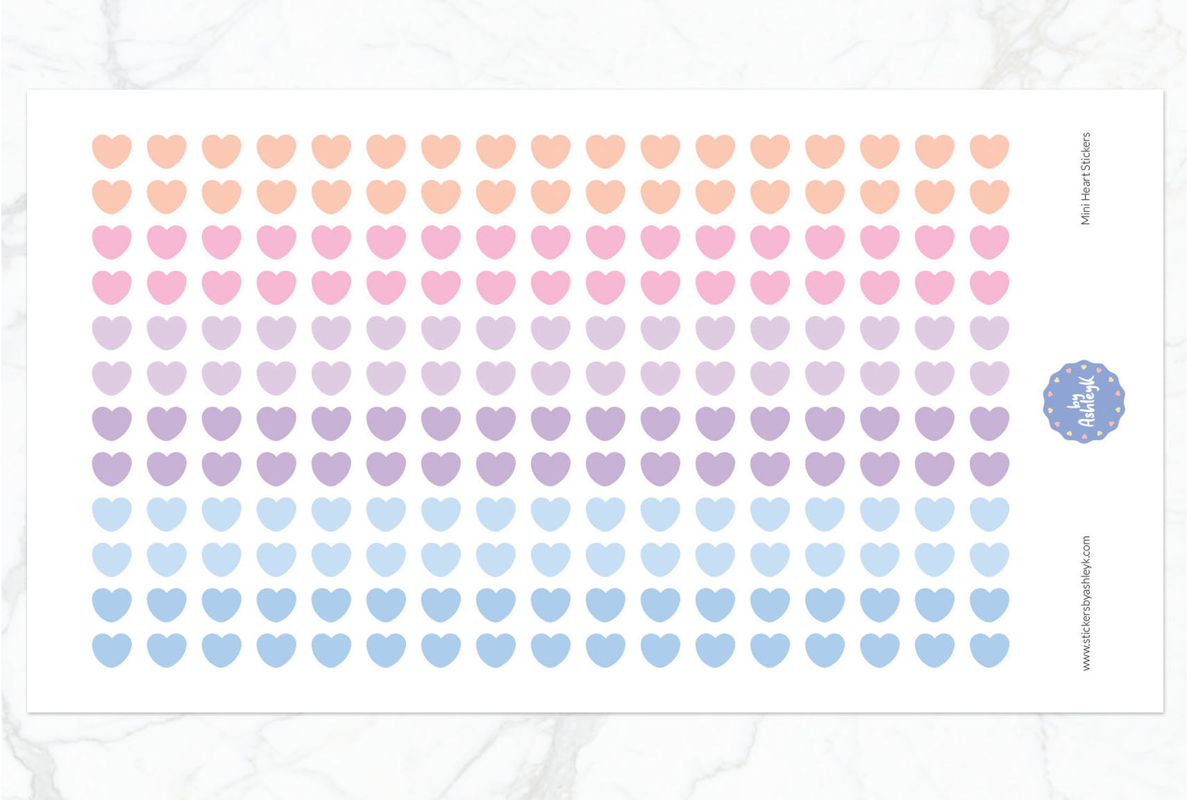 Mini Heart Planner Stickers - Pastel Sunset