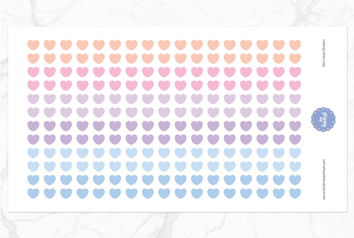 Mini Heart Planner Stickers - Pastel Sunset