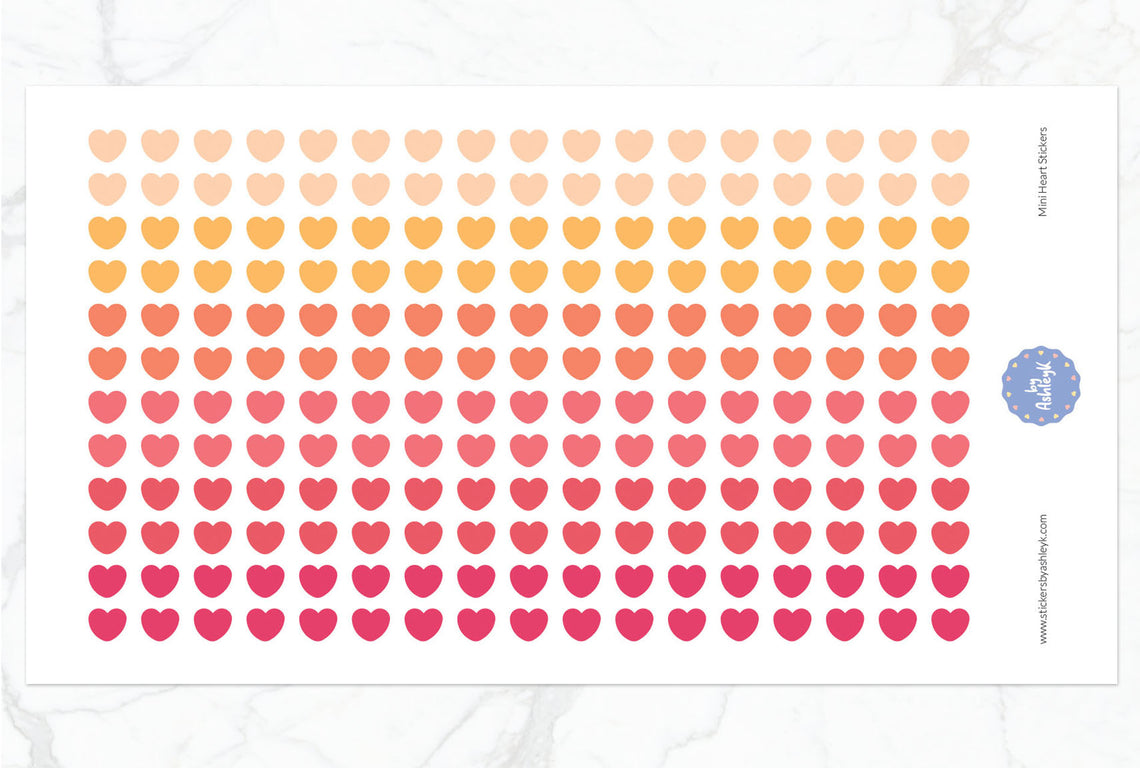 Mini Heart Planner Stickers - Peach