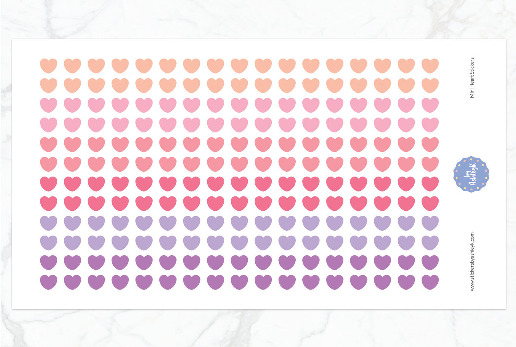 Mini Heart Planner Stickers - Raspberry