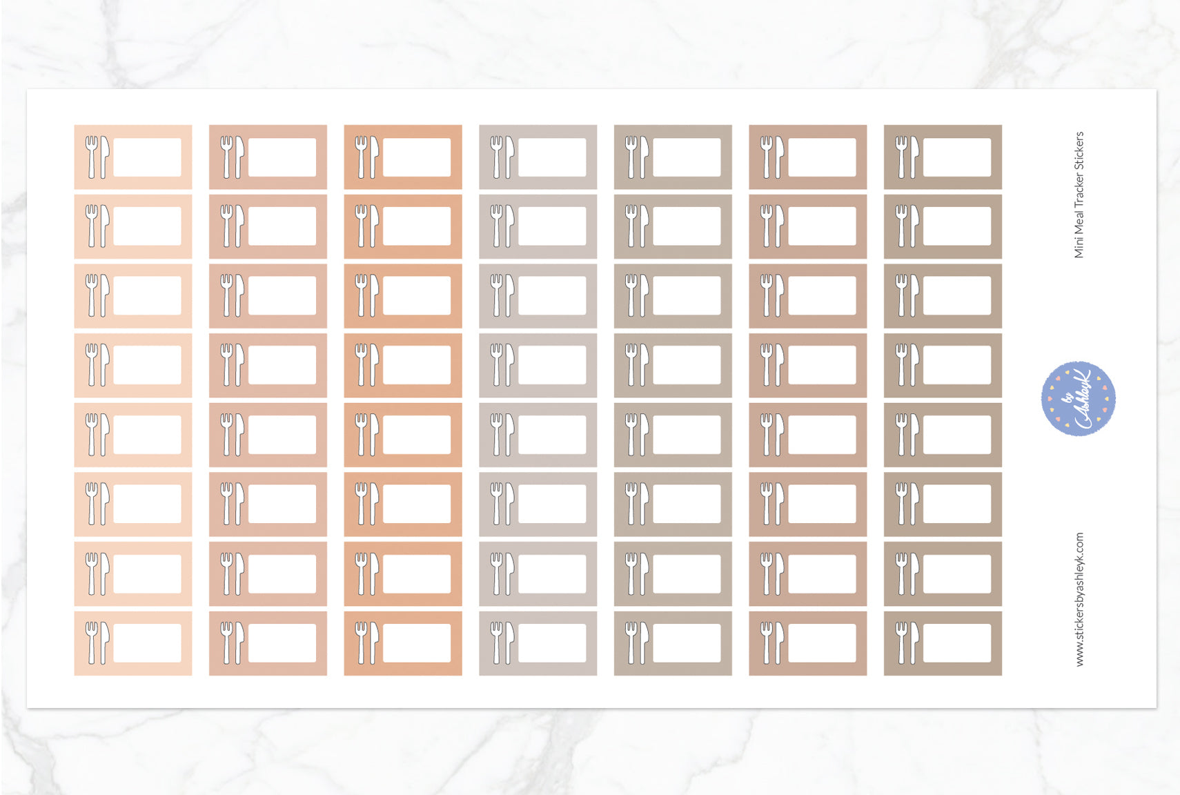 Mini Meal Tracker Stickers - Beige Neutral