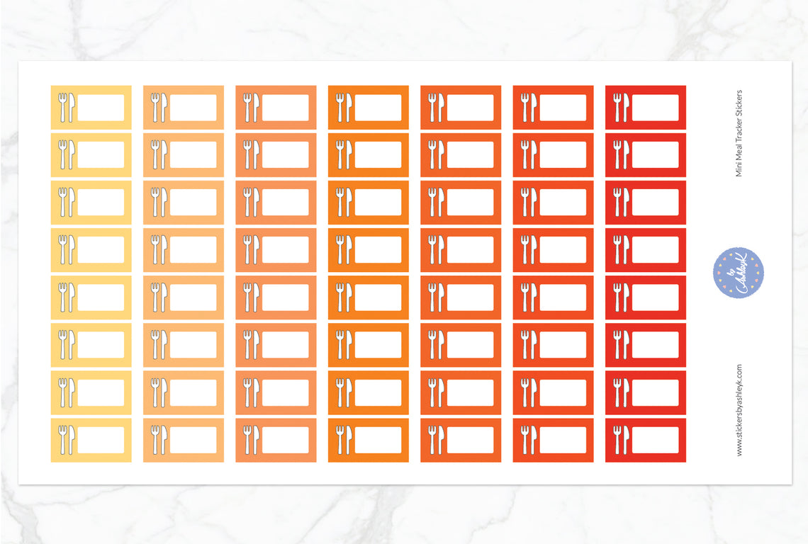 Mini Meal Tracker Stickers - Orange