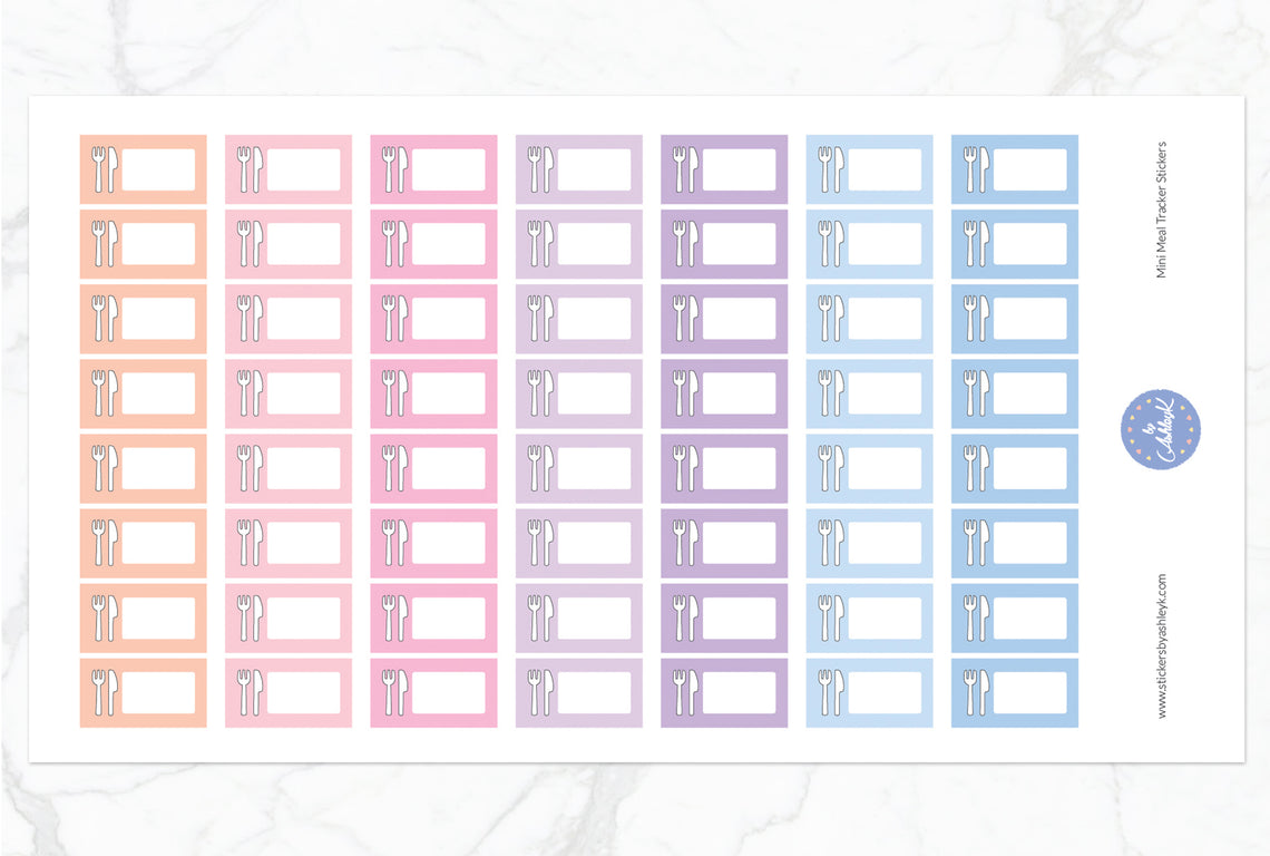 Mini Meal Tracker Stickers - Pastel Sunset