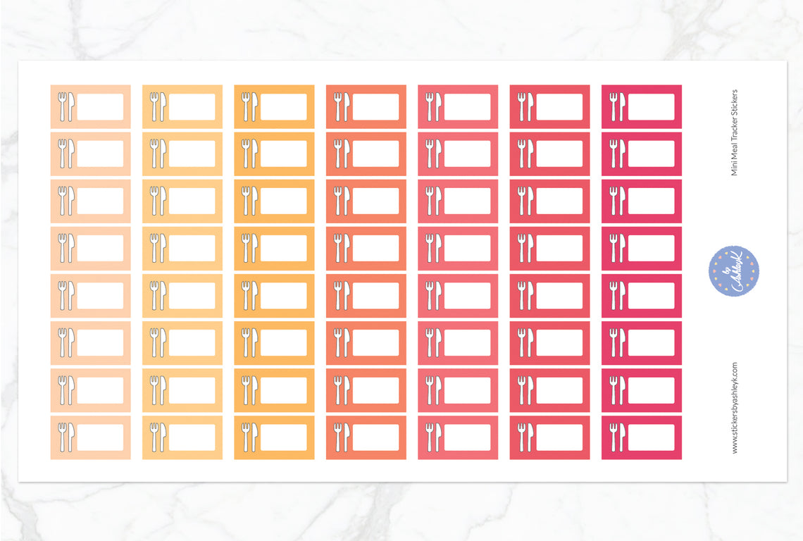 Mini Meal Tracker Stickers - Peach