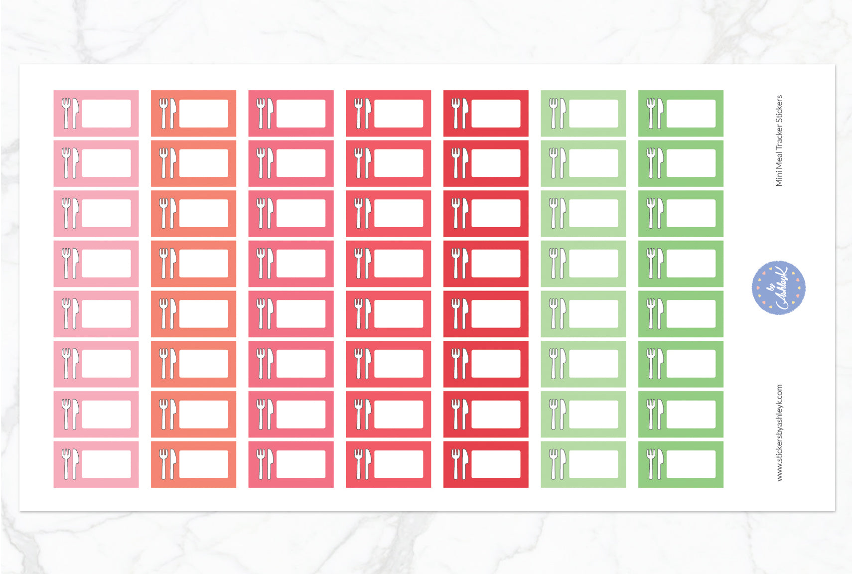 Mini Meal Tracker Stickers - Strawberry