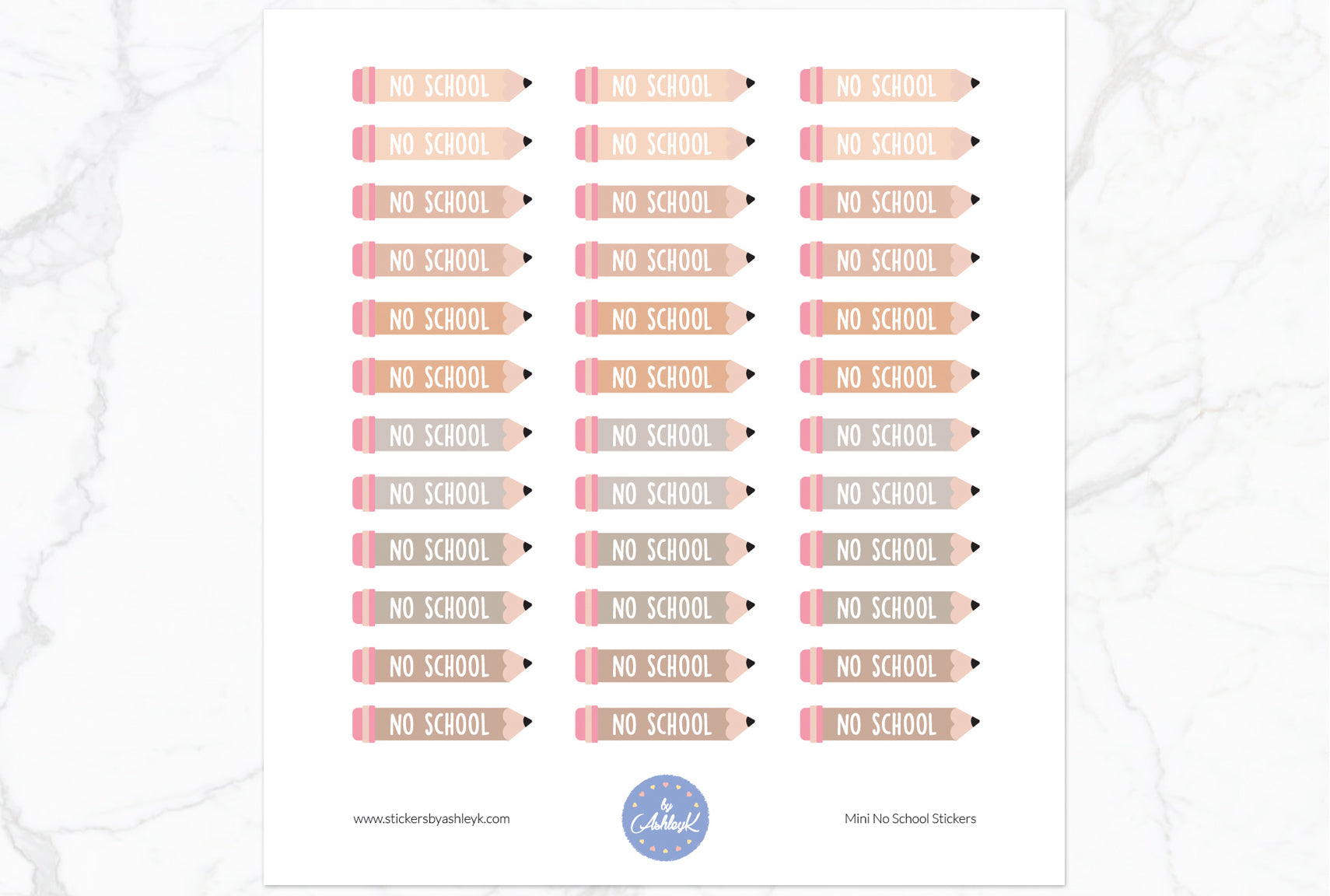 Mini No School Stickers - Beige Neutral