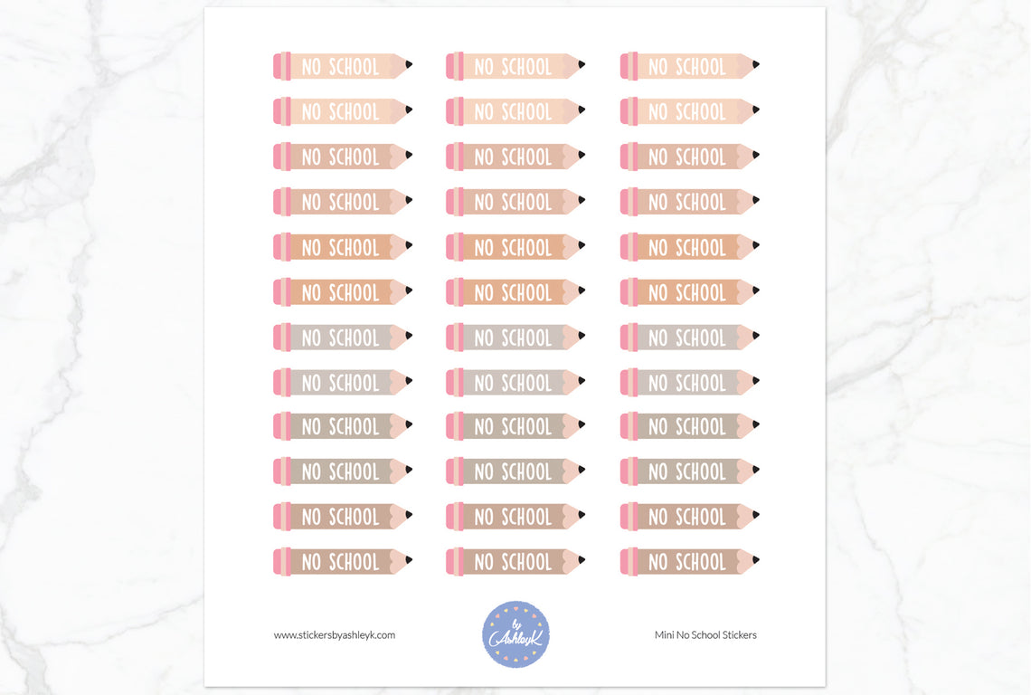 Mini No School Stickers - Beige Neutral