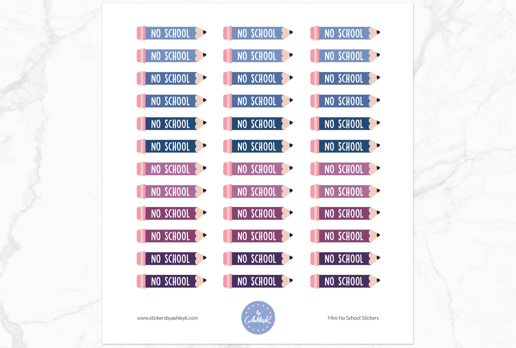 Mini No School Stickers - Blueberry