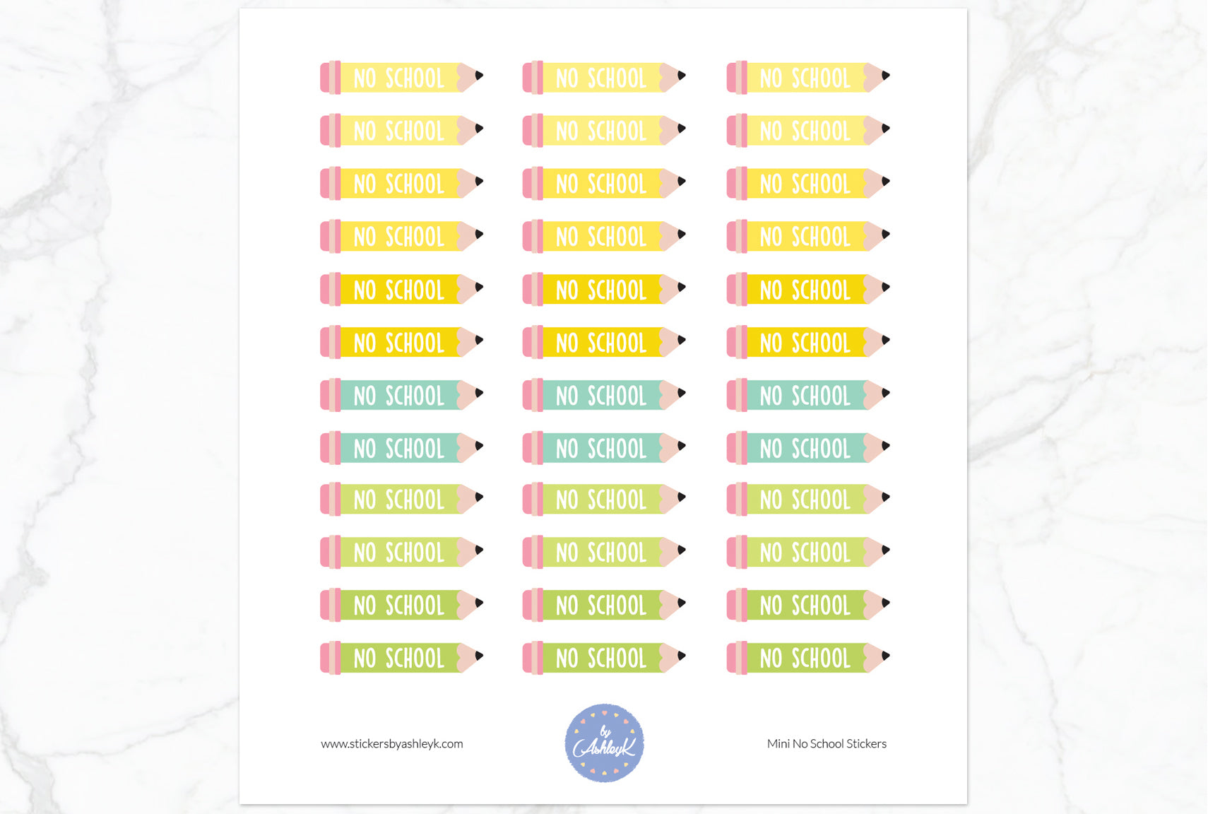 Mini No School Stickers - Lemon&Lime