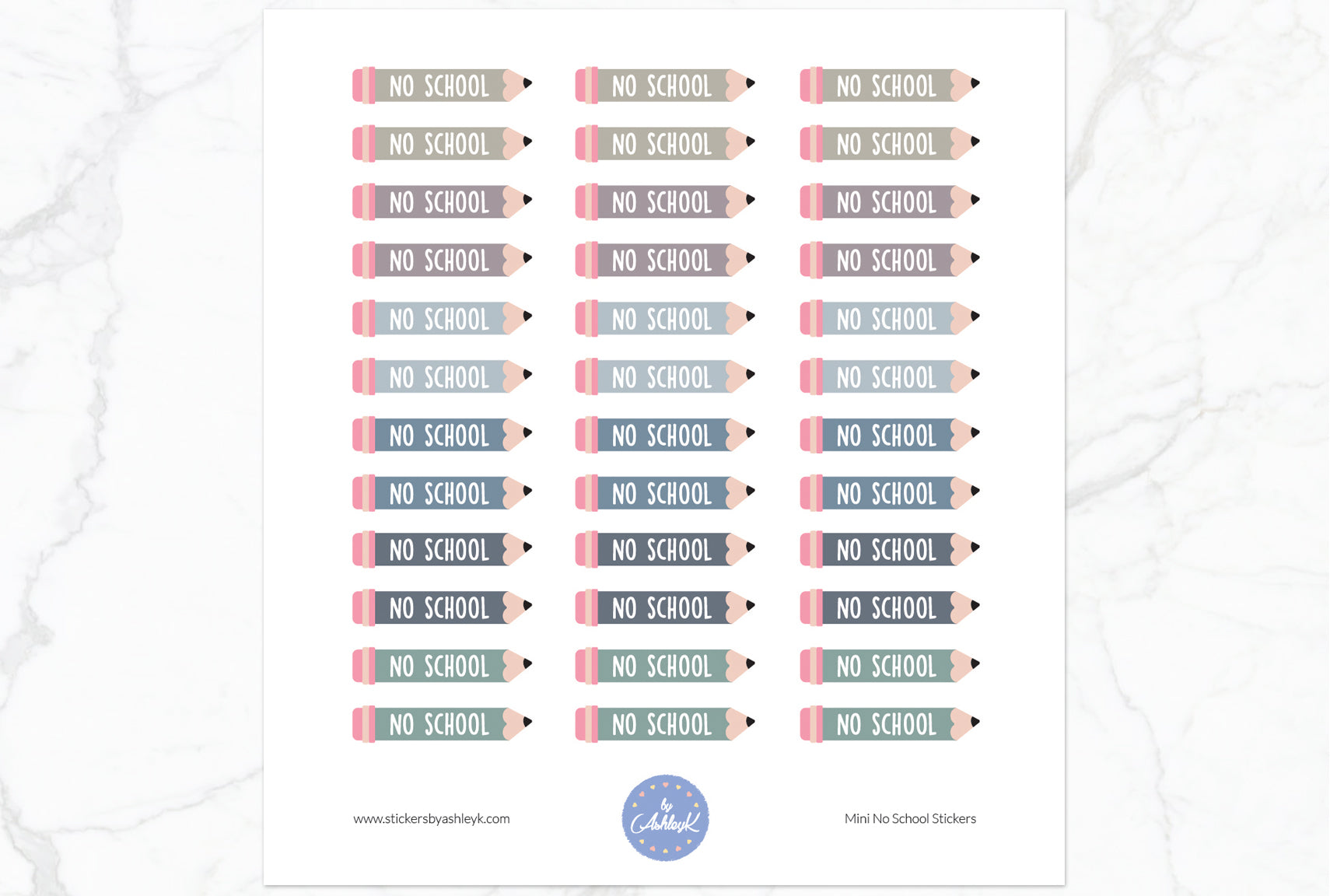 Mini No School Stickers - Modern Neutral