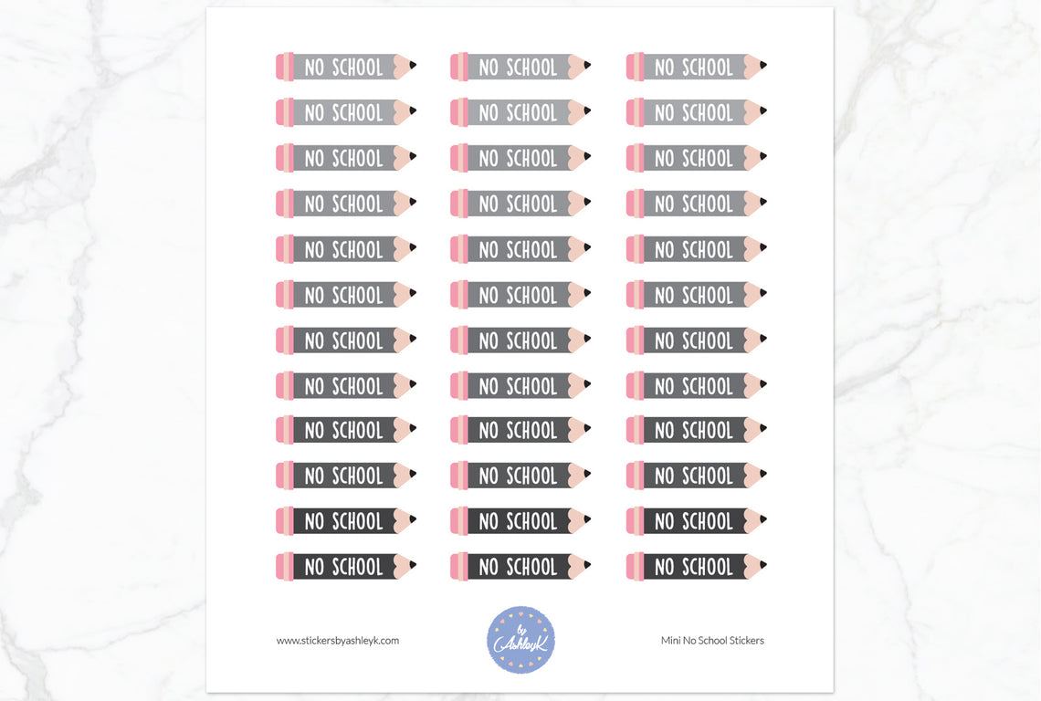Mini No School Stickers - Monochrome