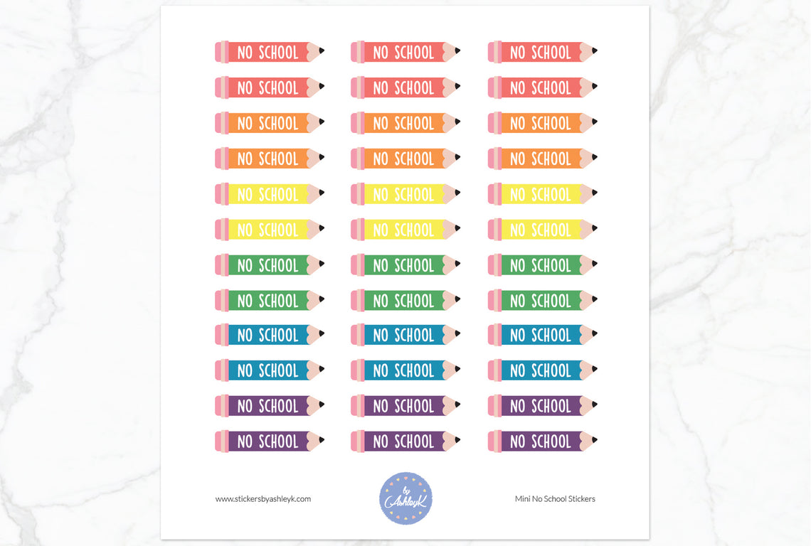 Mini No School Stickers - Pastel Rainbow