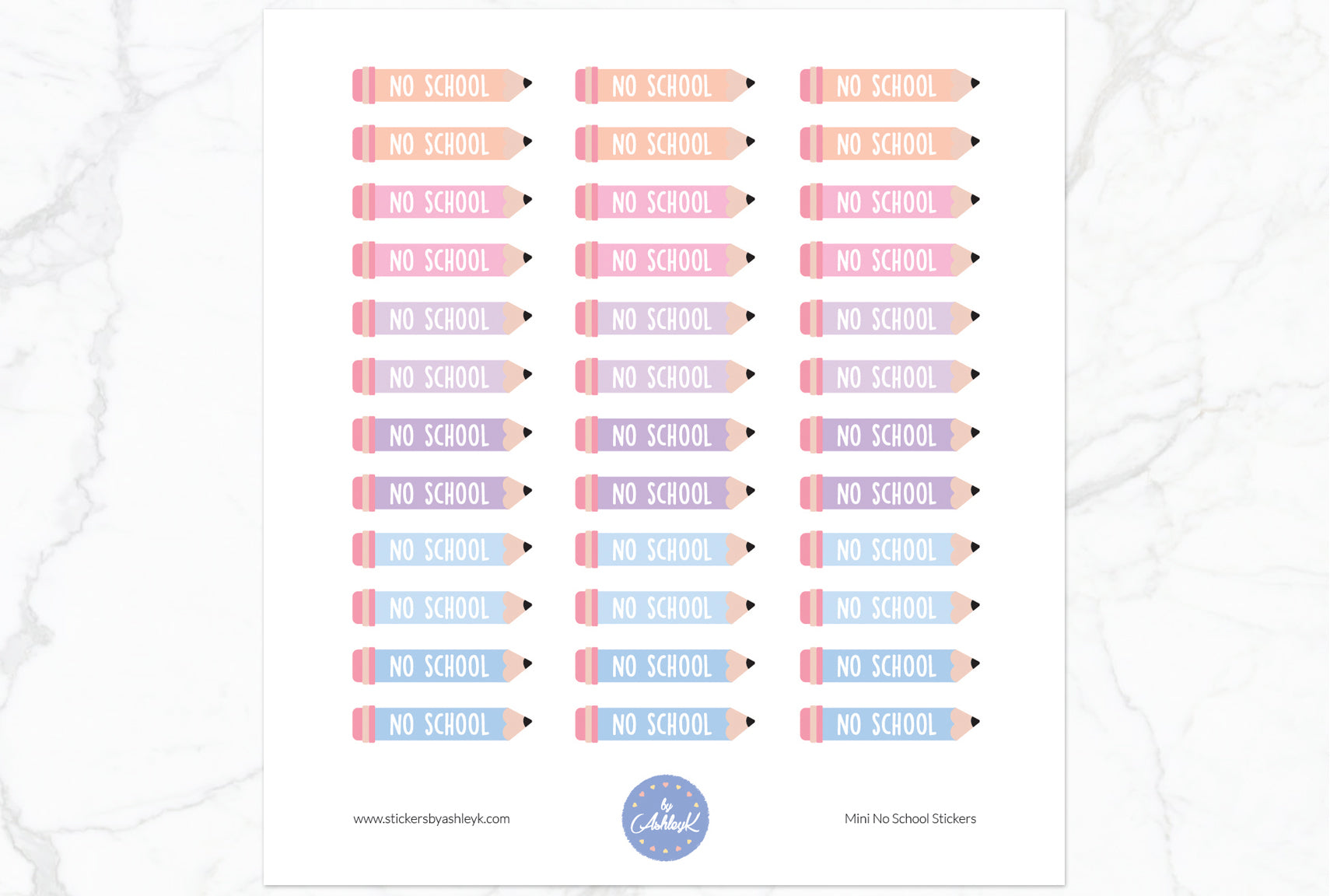 Mini No School Stickers - Pastel Sunset