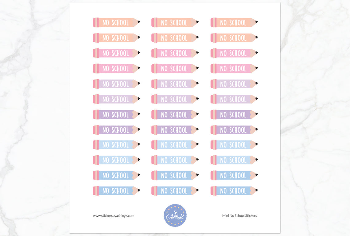 Mini No School Stickers - Pastel Sunset